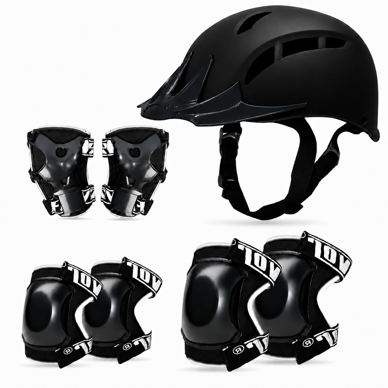 Fervor Protective Gear Set for Skating & Sports | Adjustable Knee, Elbow, Wrist Pads for Kids, Teens, and Adults | Ventilated Design for Skating, Cycling, and Outdoor Activities (Glowing Black)-image-34
