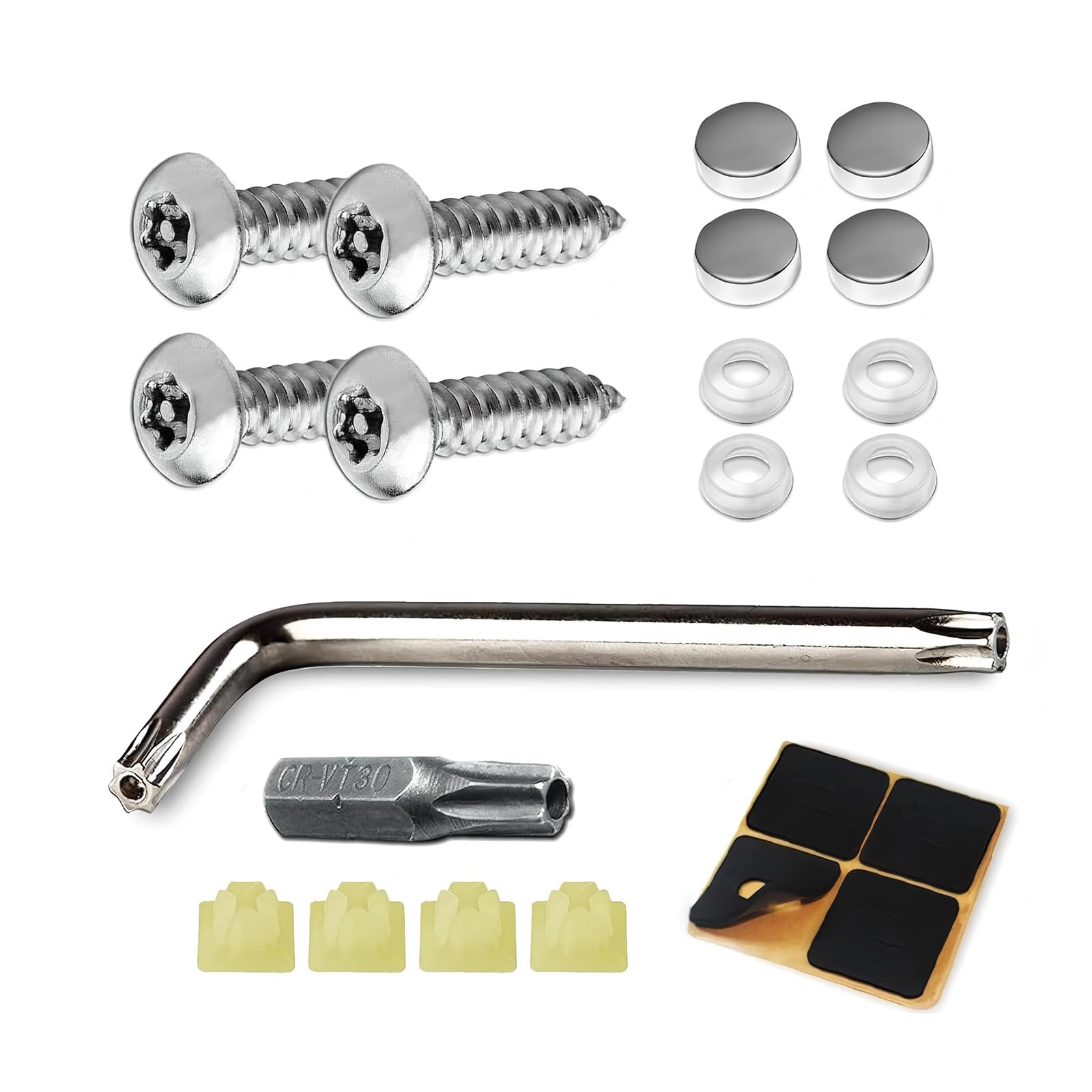 WZP 4 Set Anti Theft License Plate Screws Kit, Rustproof Stainless Steel Tamper Proof License Screw, M6 (1/4") Car Tag Plate Mounting Hardware, Universal for Front Rear Frame Holder Mounting(Silver)