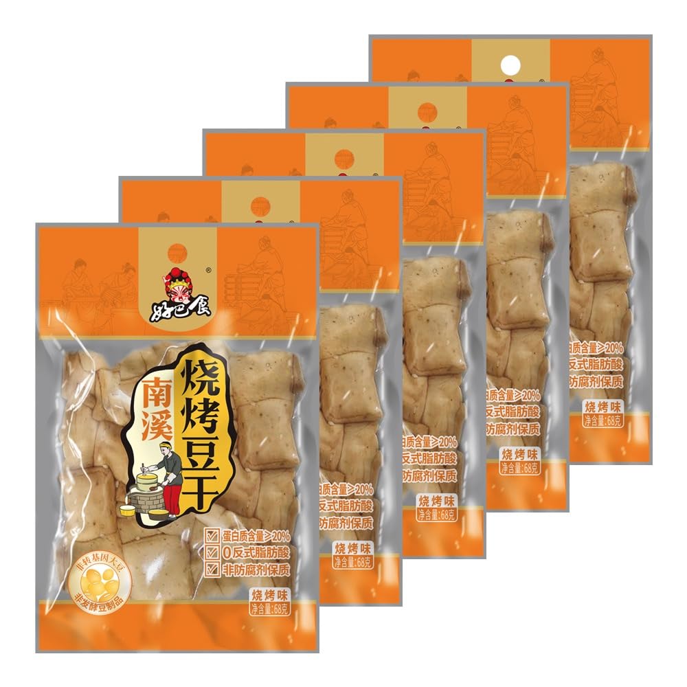 HBS BBQ Flavour Dried Beancurd Tofu Savoury Snacks 68g (Pack of 5)