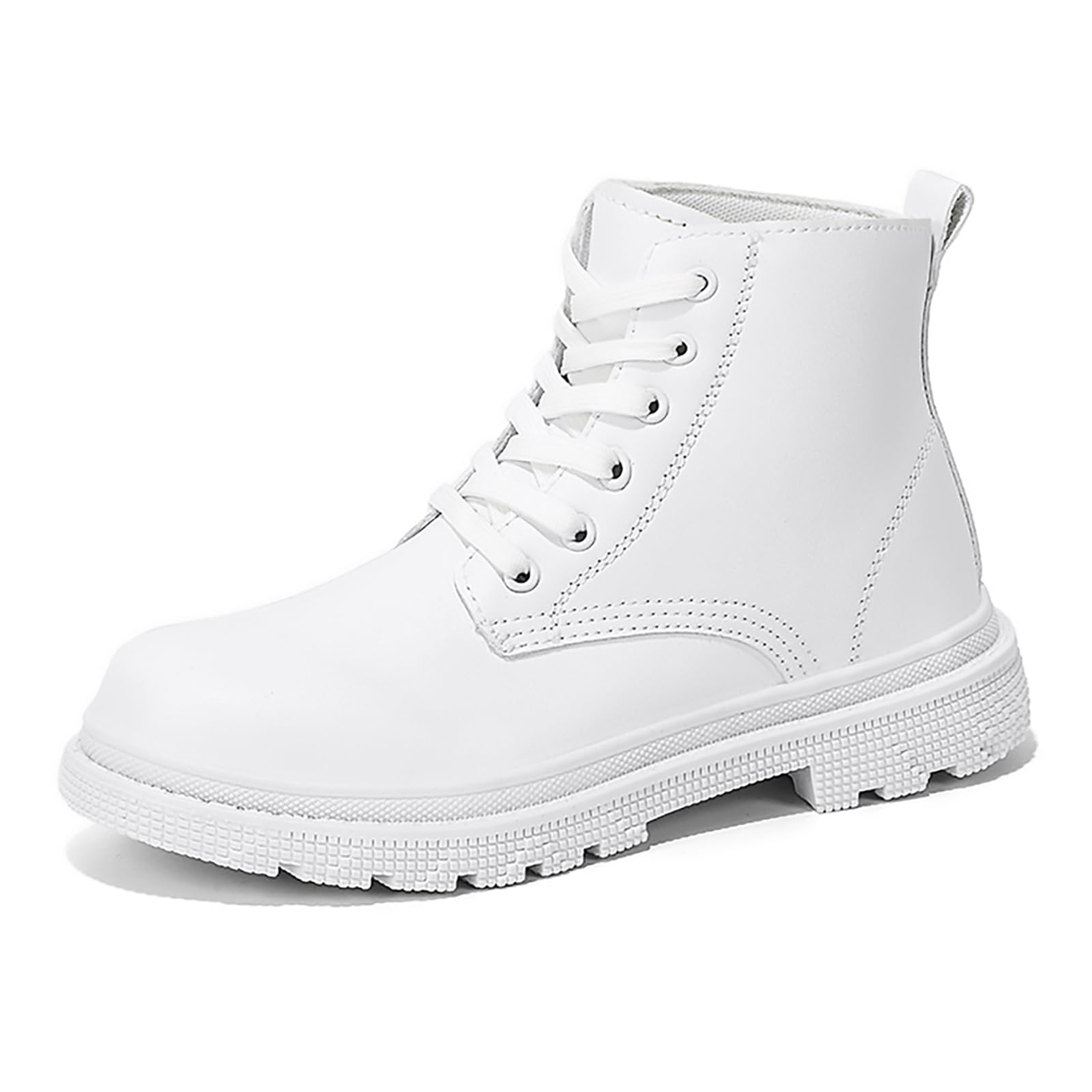 Womens Lace - Up Low Heel Ankle Boots High - Top Fashion Combat Boots with Non - Slip