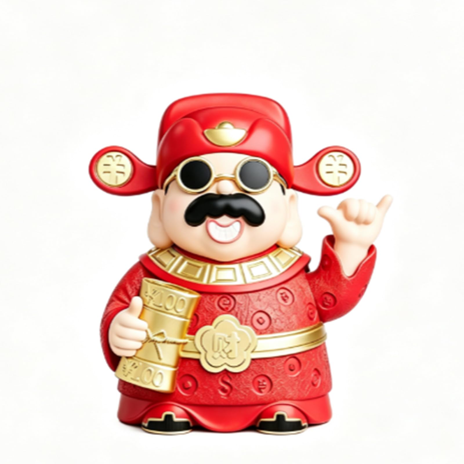 Hhhxkkuu Electric God of Wealth Waving Fortune Figurine (24x16x27.5cm)