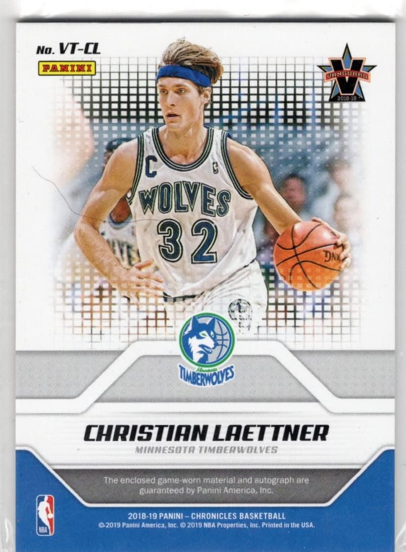 Christian Laettner Autographed Vanguard Team Game Used Jersey Relic Memorabilia Collectibles Basketball Card - 2019 Panini Chronicles Basketball Card #VT-CL (Timberwolves)