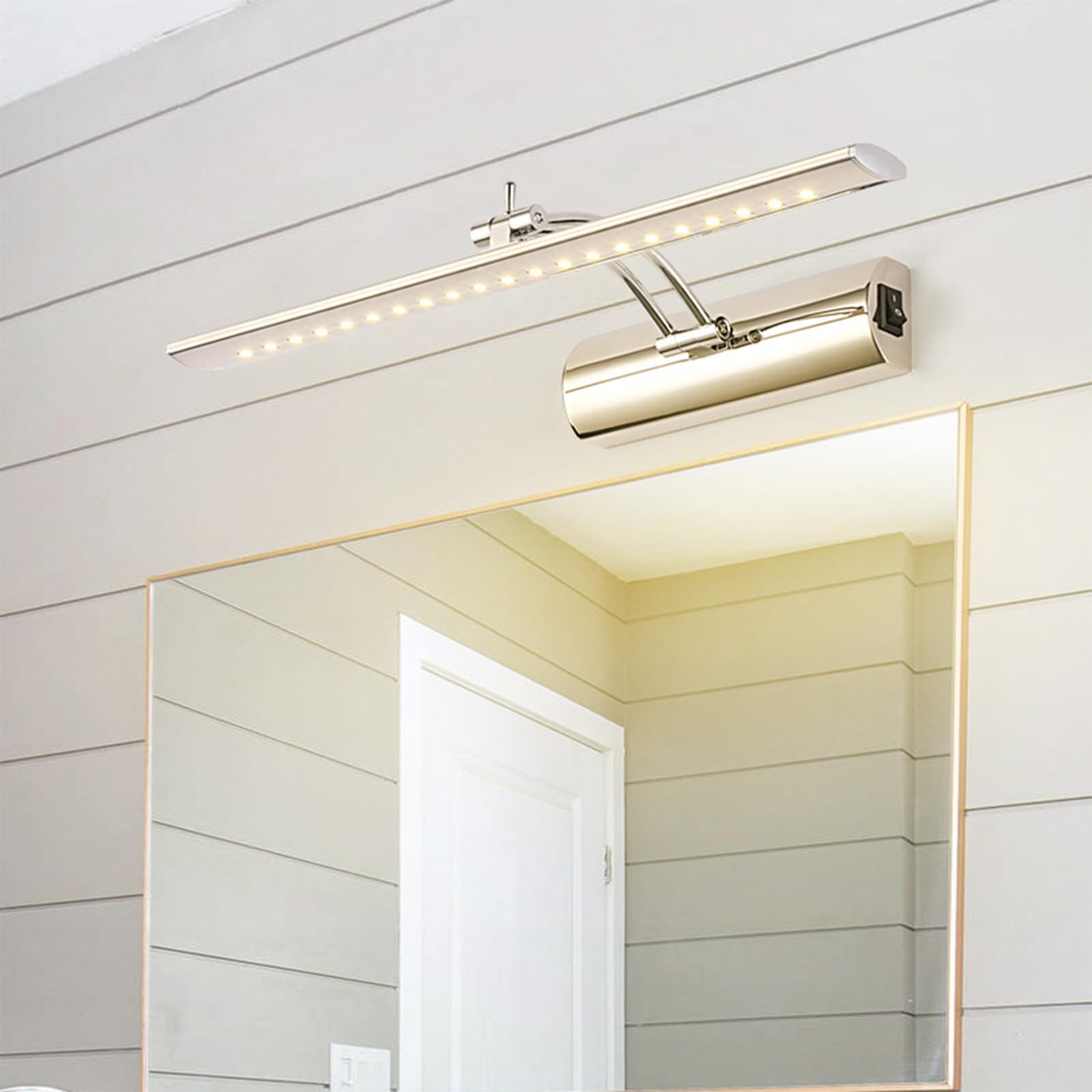 Espejo apliques de pared de acero inoxidable con brazo telescópico interior 8