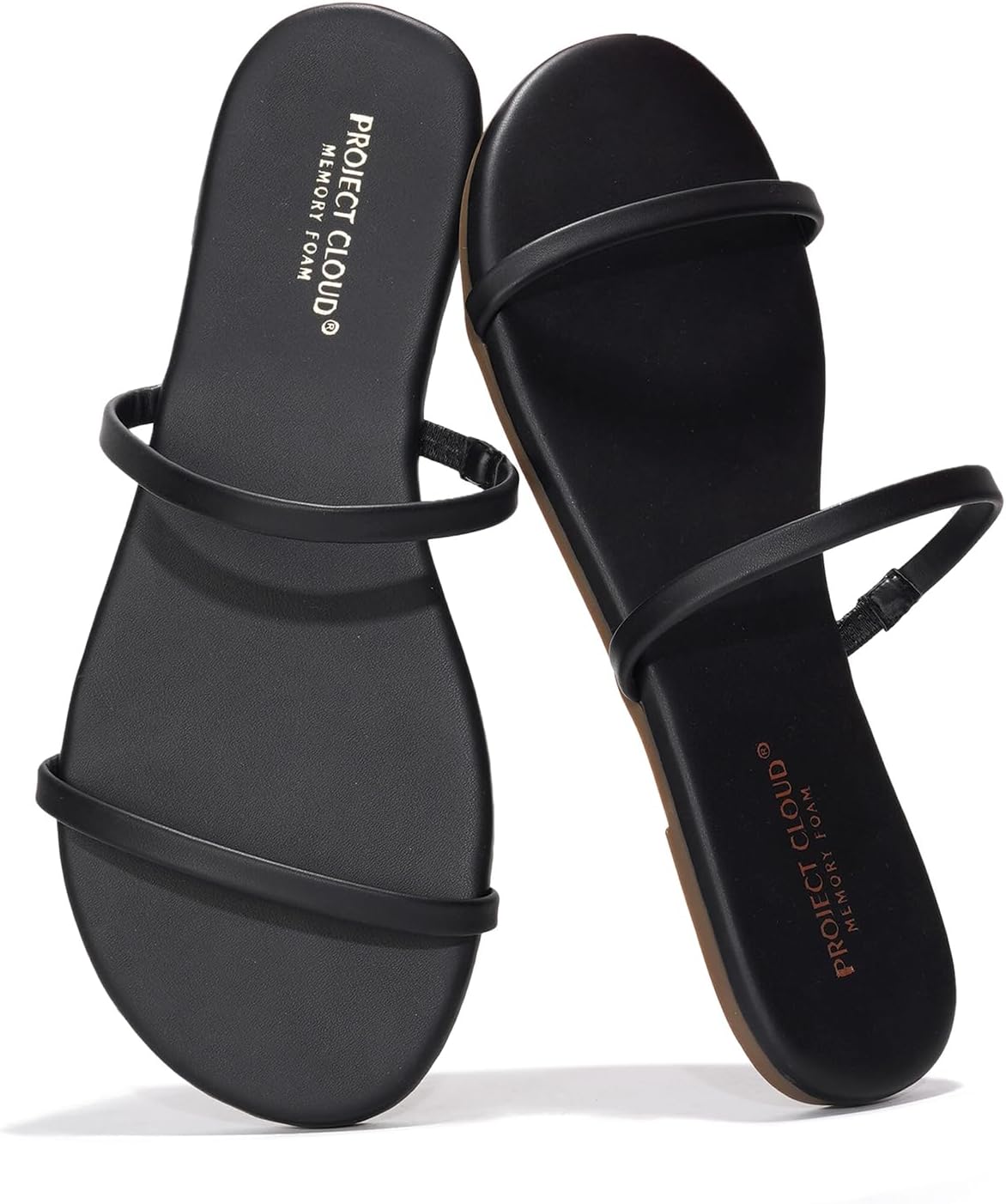 Project Cloud Summer Sandals for Women 2026 - Memory Foam Insole and Eco-Crafted Leather Beach Flip Flops for Women - Non Slip and Lightweight Double Strap Womens Sandals (Transition)