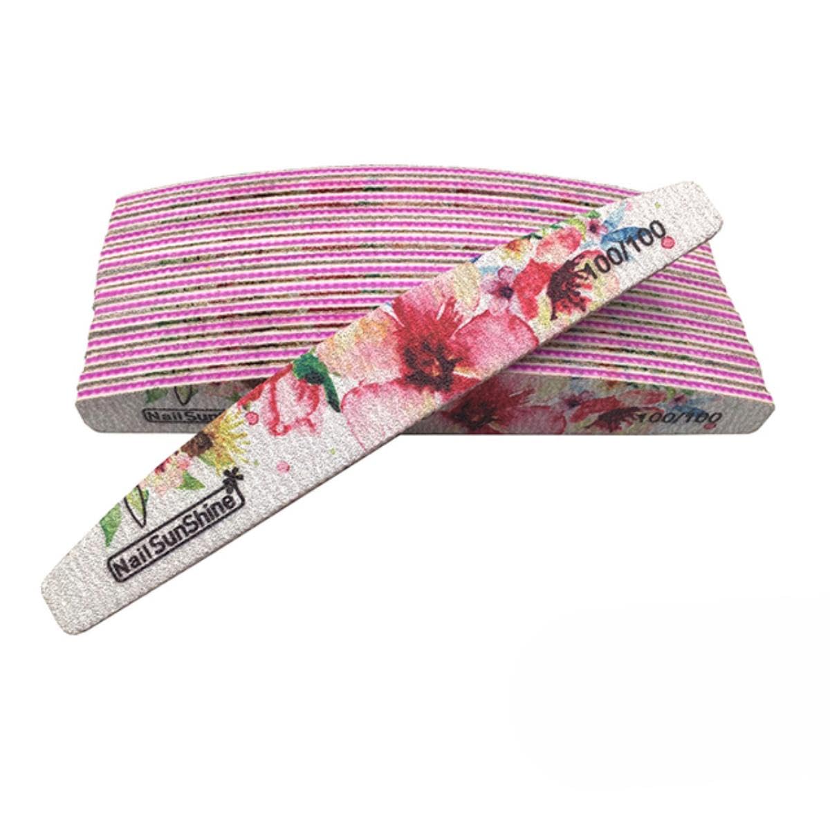 25/50pcs Lima per Unghie 80/100/150/180/240/320 Tampone per Unghie Spessa Carta Vetrata Professionale Nail Gel Polish Lima per Levigatura per Fiori Strumenti-100 Grit 50pcs