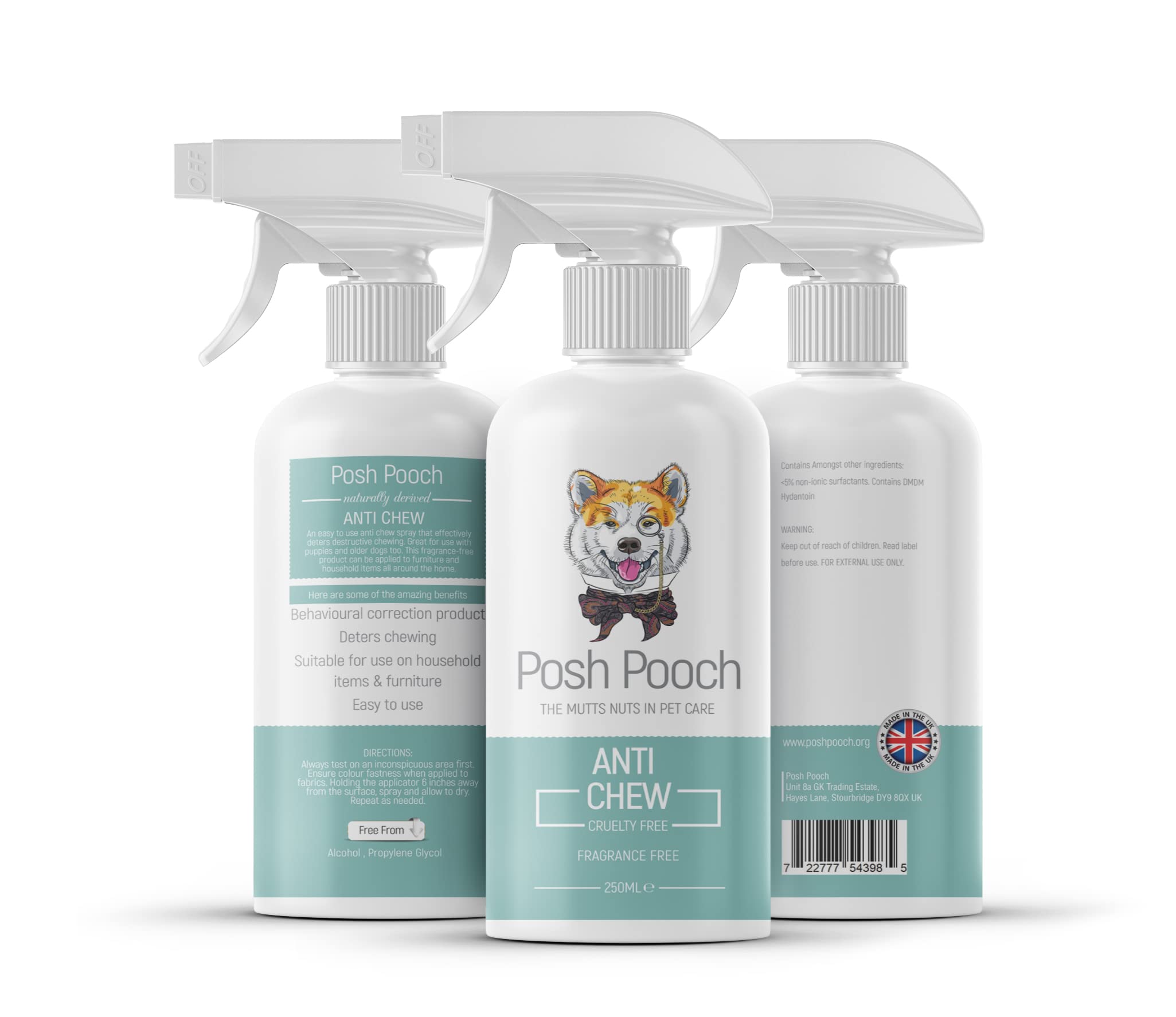 Anti Chew Spray Posh Pooch® Repellent For Puppies Dogs Cats With Behavioural Problems Chewing Deterrent, Alcohol Free Anti Chew For All Age of Pets