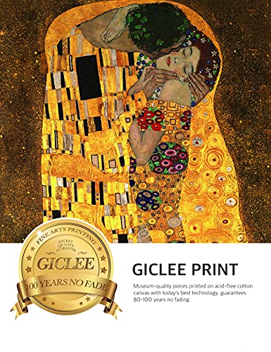 Decorarts - The Kiss, Gustav Klimt Classic Art. Giclee Prints Framed Art For Wall Decor. Framed Size: 29X35 #TOP4