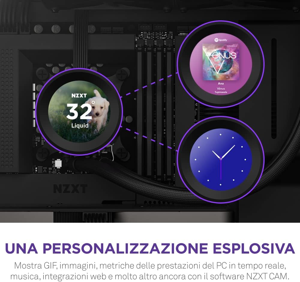 Kraken Elite 240 - RL-KN24E-B1-240mm AIO CPU Liquid Cooler - Customizable 2.36" Wide-Angle LCD Display for GIFs - Sistema di raffreddamento - Immagine 1