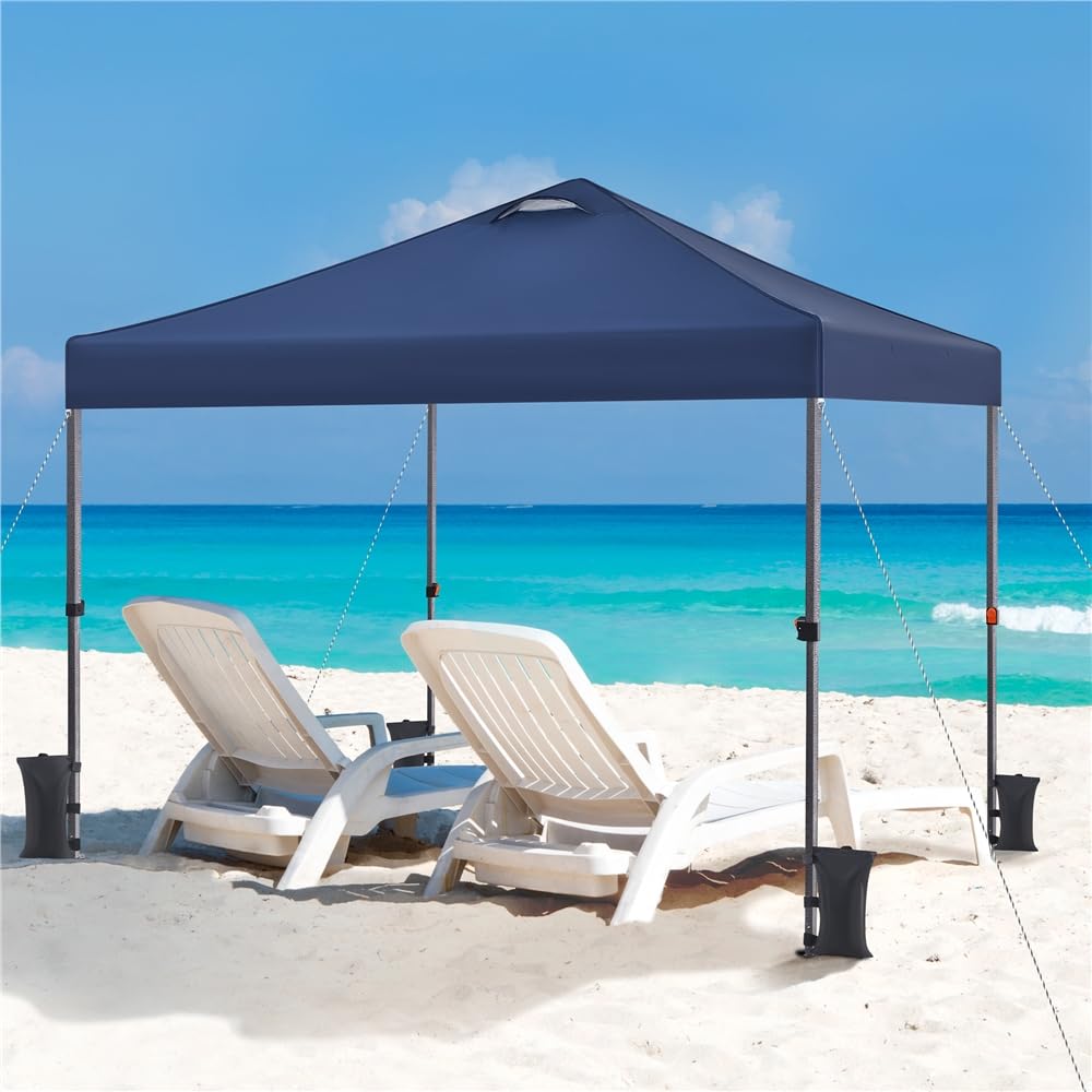 Yaheetech Carpa Plegable 3x3M Altura Ajustable 262-282cm Cenador para Jardin Gazebo de Patio para Camping Playa,con Bolsa de Transporte, Resistente al Viento Azu;