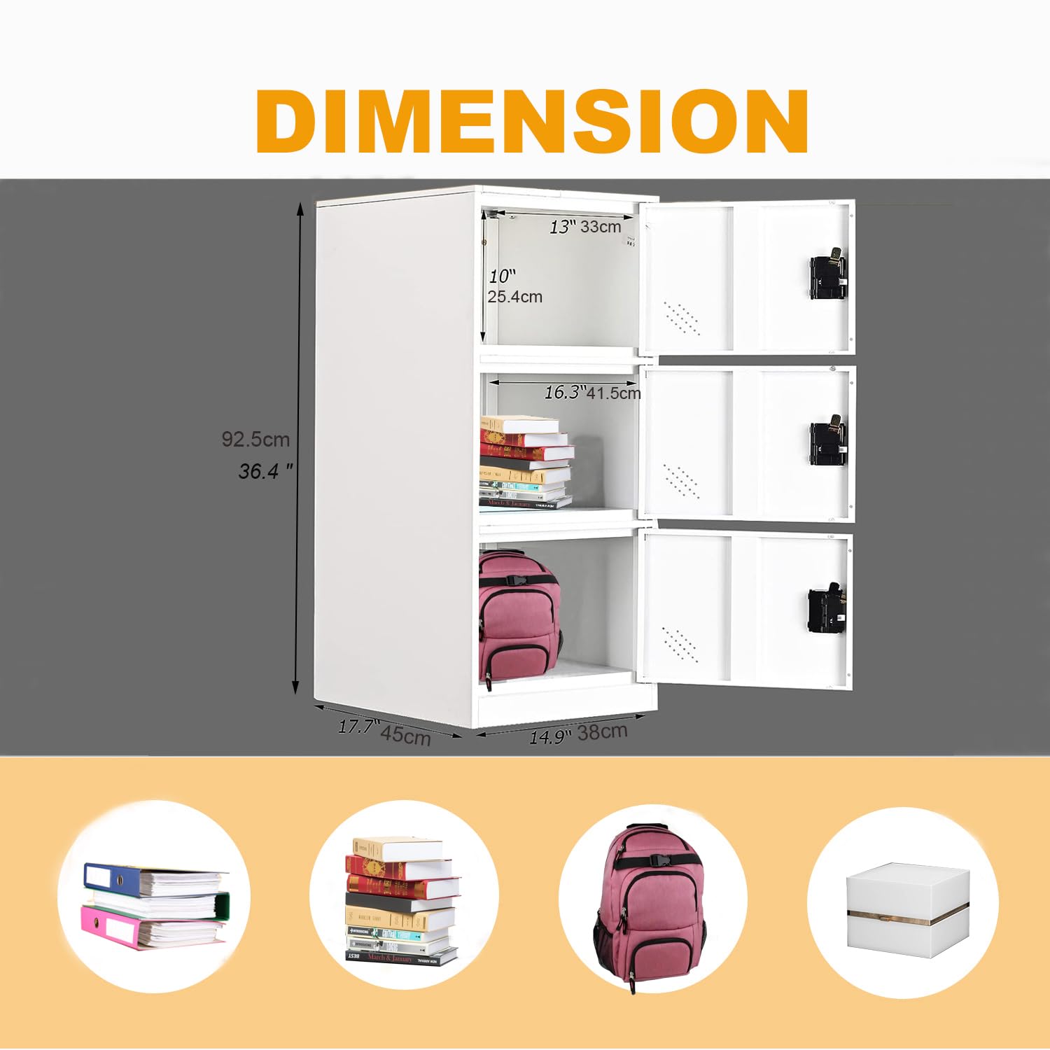 MECOLOR FURNITURE Digital Lock Metal Locker Organizer with Padlock and Shelf Small Size for Gym (P3V, Full White)