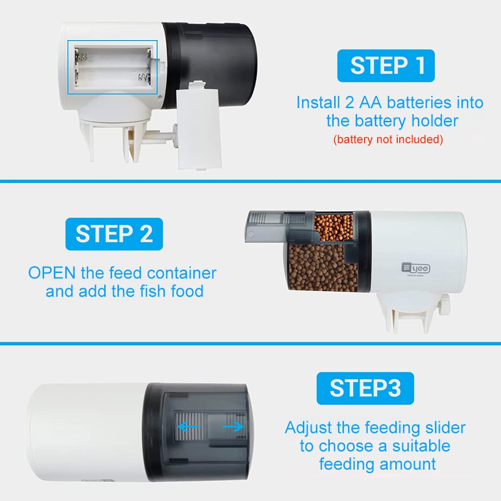 HASTHIP Automatic Fish Feeder, Timer, Moisture Resistant, Flakes/Pellets