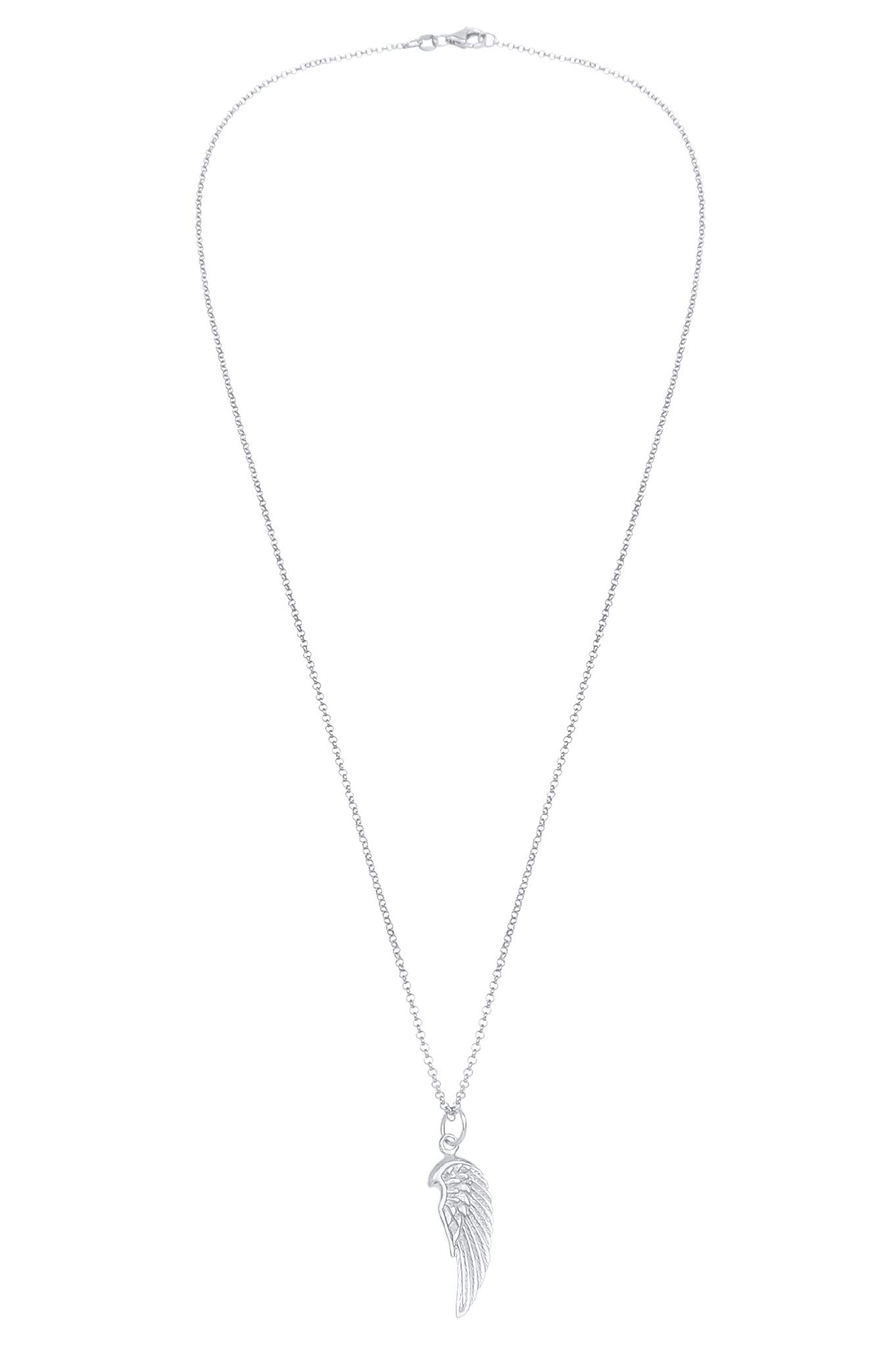 Kuzzoi uzzoi Collar de plata de ley 925 para hombre con colgante de ala (24 mm), collar para hombre de plata de ley 925, cadena de moda con alas de ángel de pluma,
