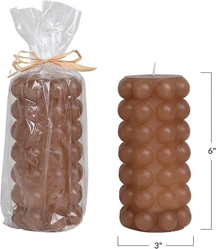 Miniatura 3 de Creative Co-Op Pilar de clavo sin perfume, velas color nude, 3 pulgadas de largo x 3 pulgadas de ancho x 6 pulgadas de alto, rosa