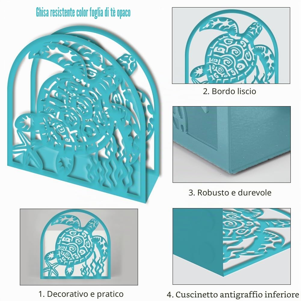 SUPERDANT Porta Tovaglioli da Tavola A Forma di Tartaruga Marina per Portatovaglioli in Metallo Blu Porta Carta Velina Distributore di Accessori per la Casa Ristorante Bar Caffè 15x15cm