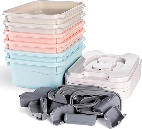 Miniatura 5 de Elsjoy Juego de 6 cubos pequeños de plástico con tapa y asa, caja de almacenamiento de plástico de 2.1 cuartos de galón, contenedor de