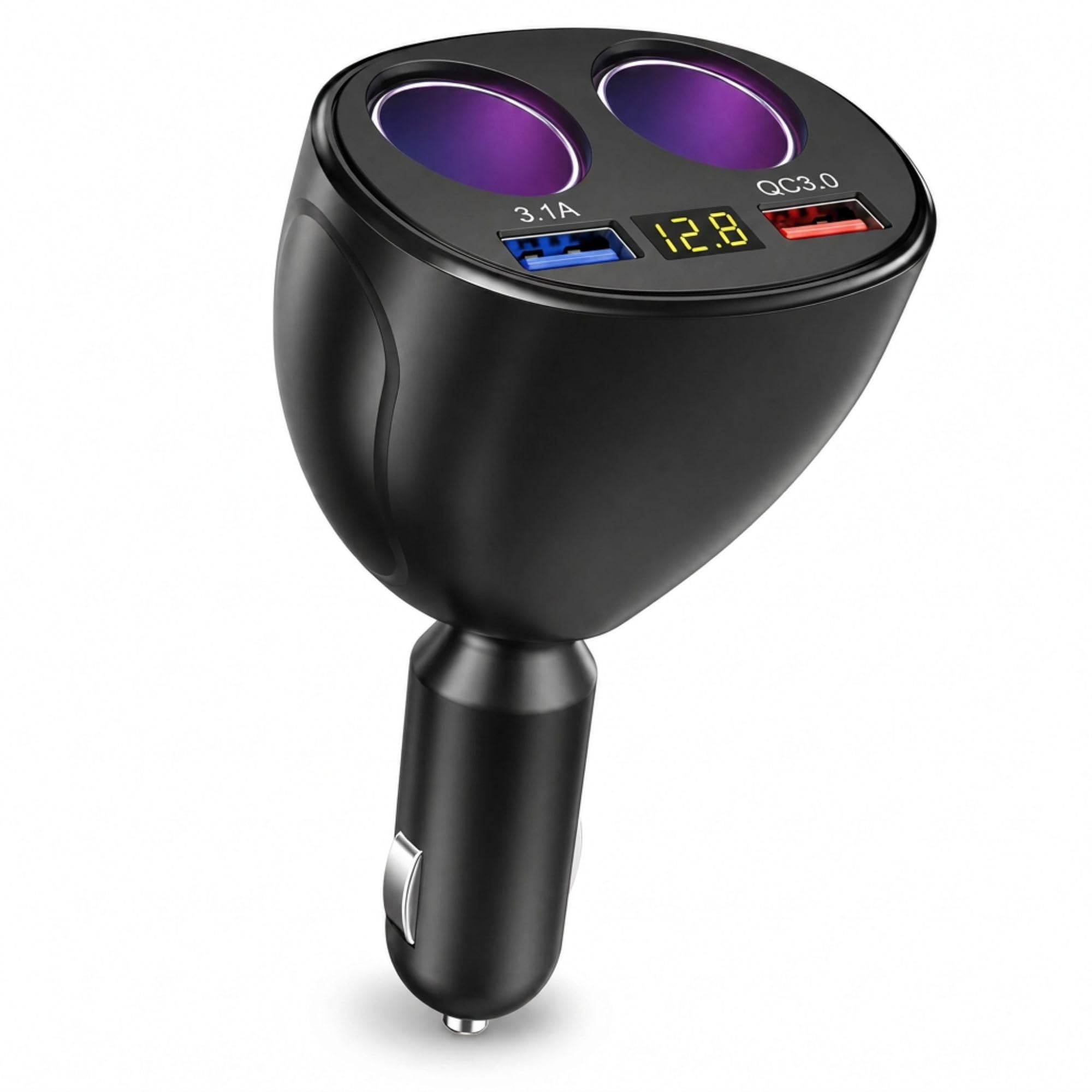 SARTE 120W Car Charger Adapter with Dual Cigarette Lighter Socket & Dual USB Fast Charging, LED Voltage Display, 12V/24V Car Power Splitter for Car, SUV, Truck, Bus, Mobile, GPS & Dash Cam (Black)-image-42