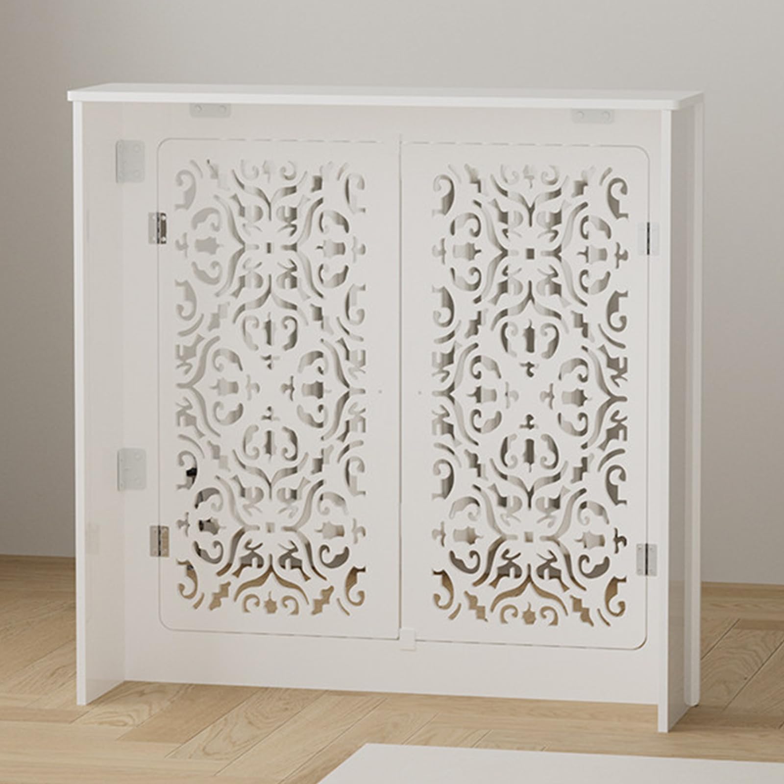 Moderna cubierta de radiador blanca con estante desmontable, 50 x 80 x 20 cm, elegante solución de radiador de vapor para sala de estar y baño, elegante decoración del hogar, diseño que ahorra espacio