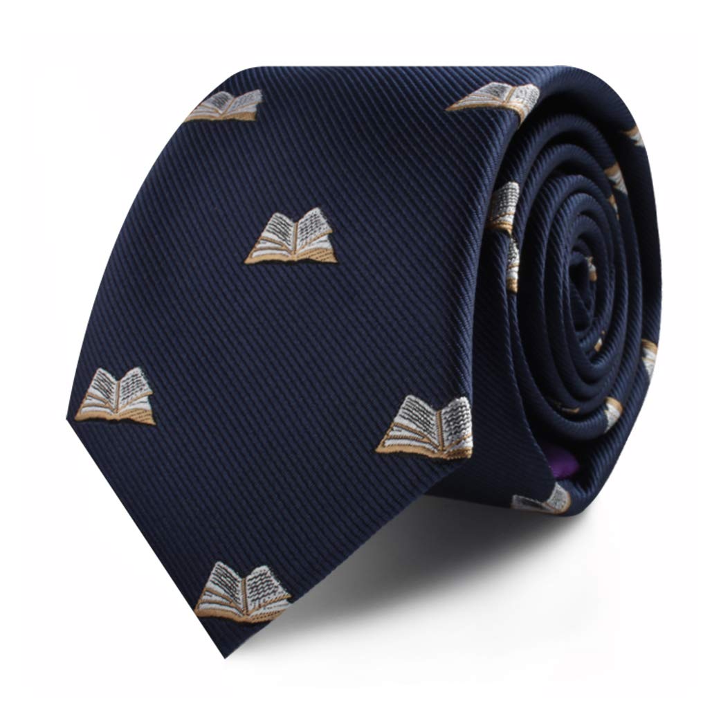 BHHJKK Book Worm Novelist Ties | Reader Novel Lover Ties for Men | Writer Woven Skinny Neckties | Present for Work Colleague | Bday Prezzie for Guys (Book)