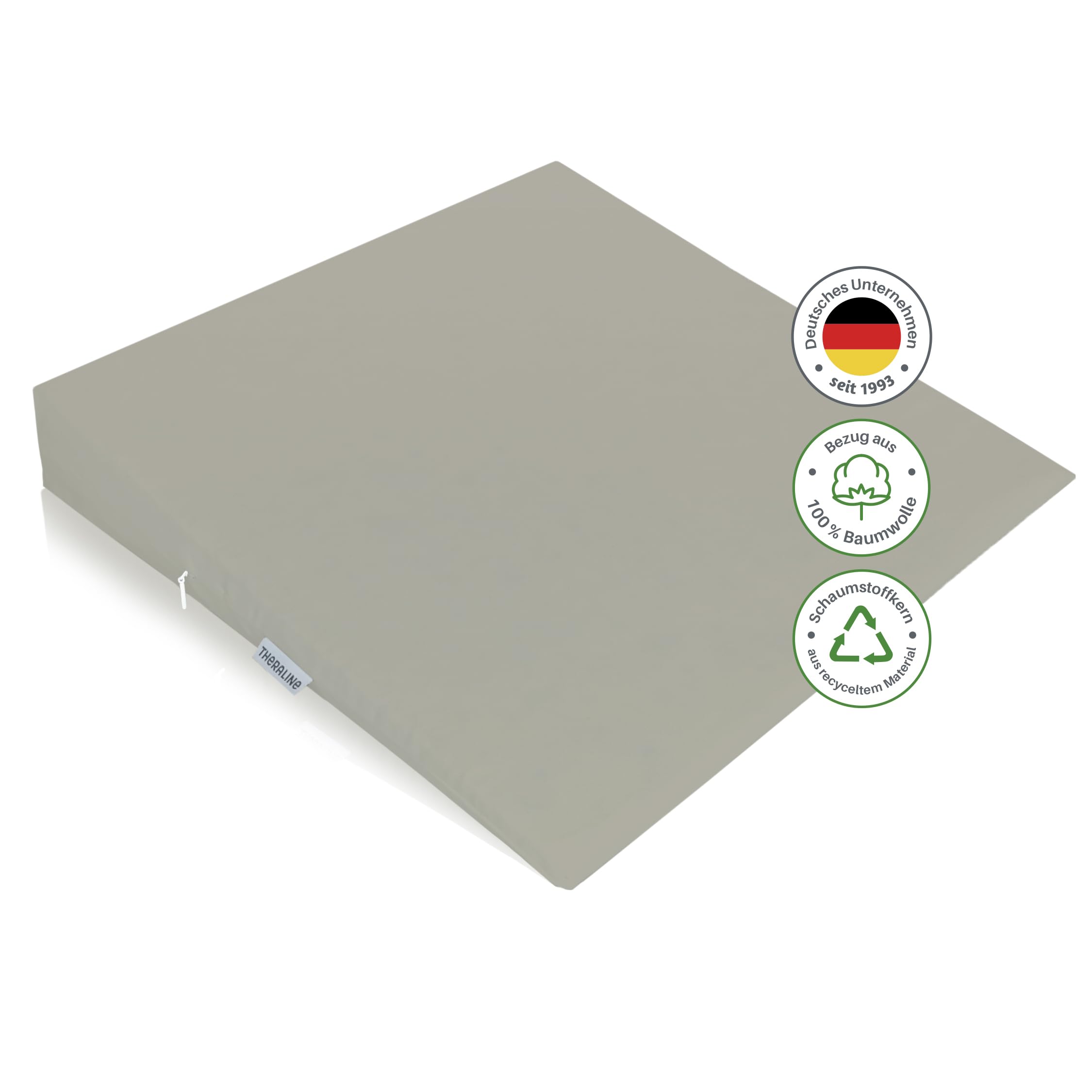 Theraline Orthopedisch zitkeelkussen voor kantoorstoel van hoogwaardig schuim, ergonomisch zitkeel voor auto, zitkussen met afneembare hoes, blauw, 100% katoen, wasbaar op 60°C