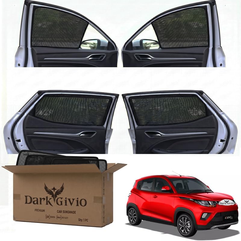 Image of Car Window Sun Shade Protector for KUV 100 (T 2) (2018) | Exact Fit Non-Magnetic Half Cut Sunshade (Set of 4 /6) | UV Blocker Side Window Car Curtains & Interior Accessory