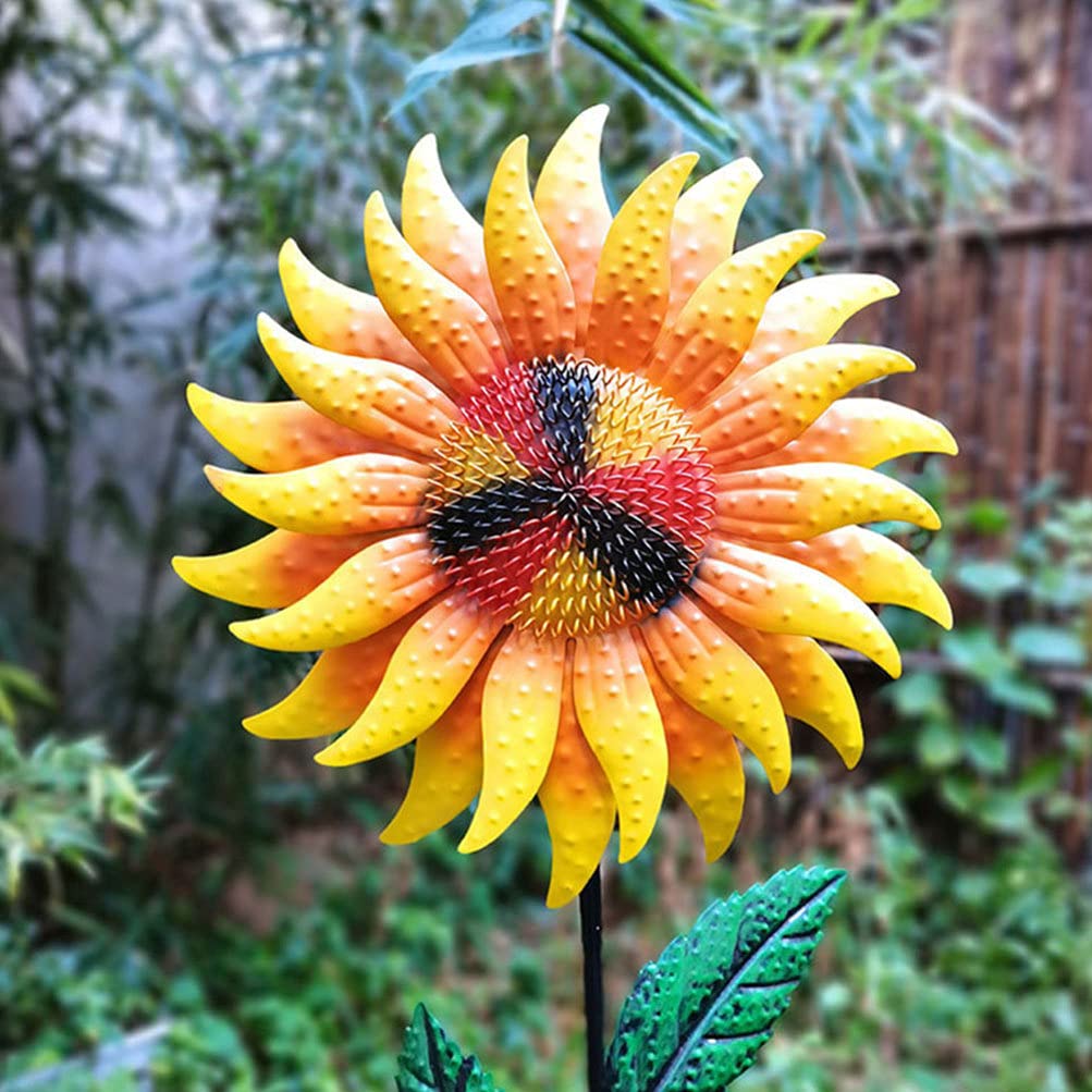 Decorazioni a forma di girasole in metallo, facili da appendere, simulano piante da appendere per decorare salotti, giardini e cortili (giallo