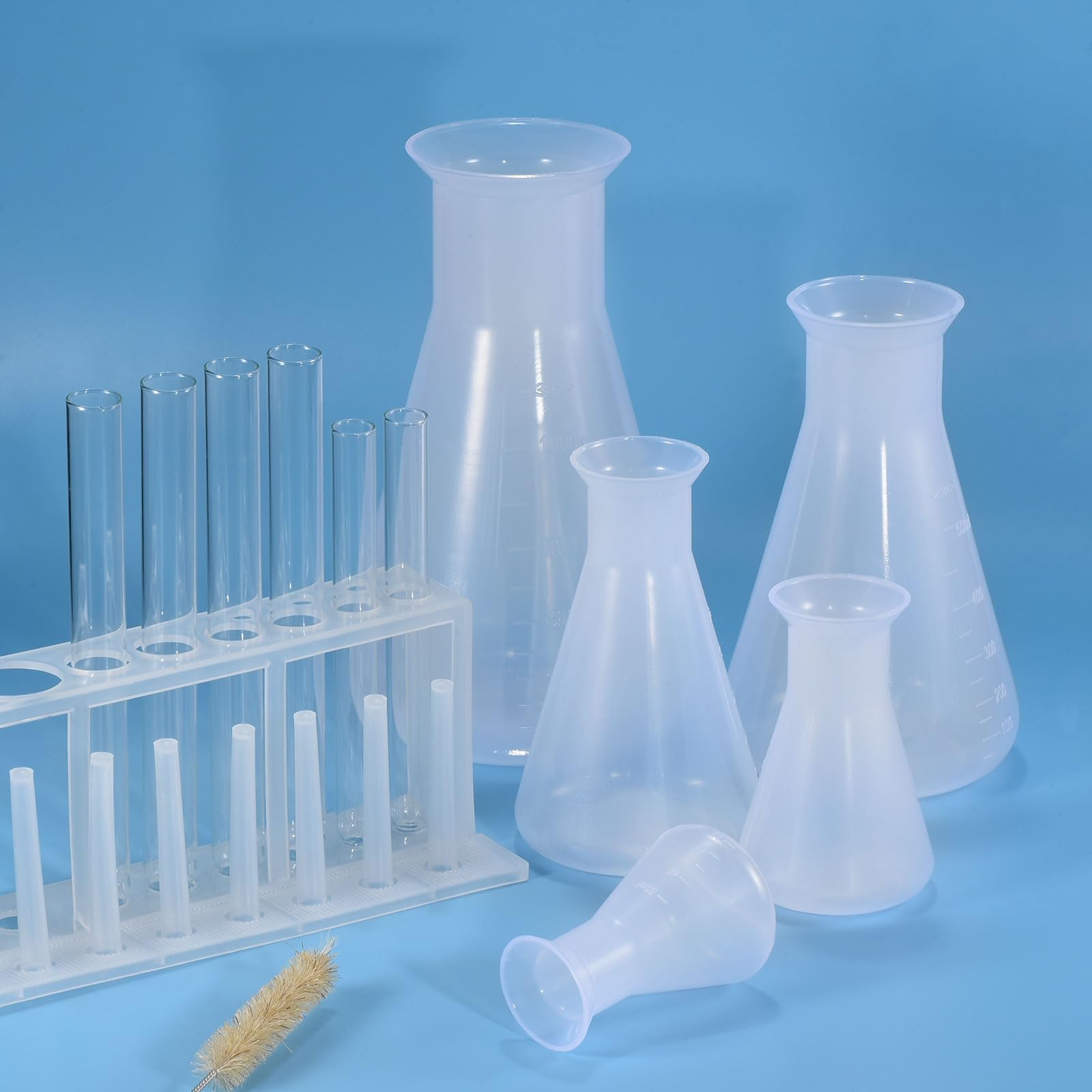 PATIKIL 500ml Matraccio di Plastica Erlenmeyer, 2pz Ampio Pallone Conico da Laboratorio, Chiaro