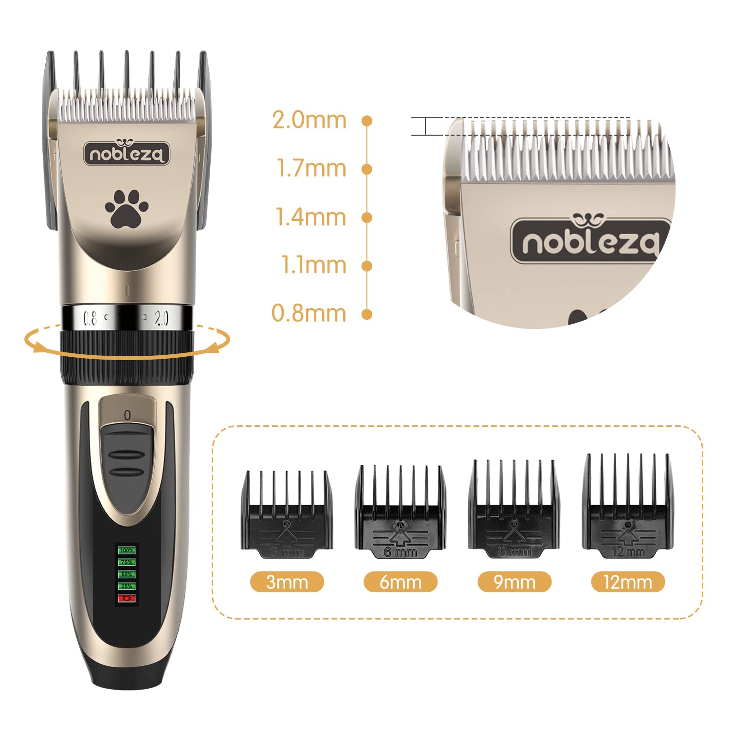 Nobleza - Tosatrice per Cani Kit Professionale Toelettatura Gatti Animali Pet Tosatore Clipper Ricaricabile Grooming Clipper Lungo Capelli Corti, Capelli Ricci