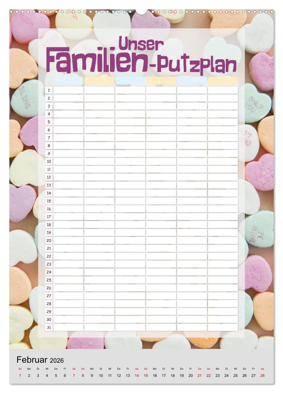 Unser Familien-Putzplan & Kalender 2026 (hochwertiger Premium Wandkalender 2026 DIN A2 hoch), Kunstdruck in Hochglanz: Kalender und Putzplan in einem ... Perfekt für Familien (CALVENDO Lifestyle)