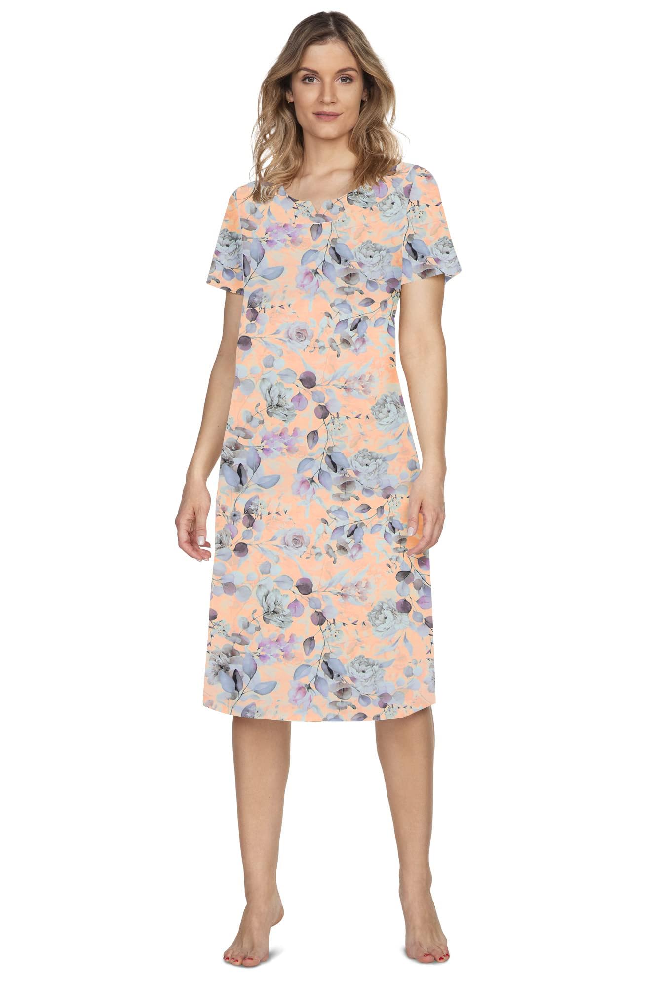 e.Femme® Camicia da notte da donna a maniche corte ANA 1161 in 100% cotone
