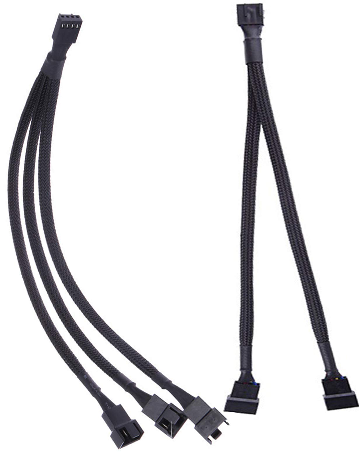 Buy PWM Fan Splitter Adapter Black Sleeved Braided Y Splitter PC Fan