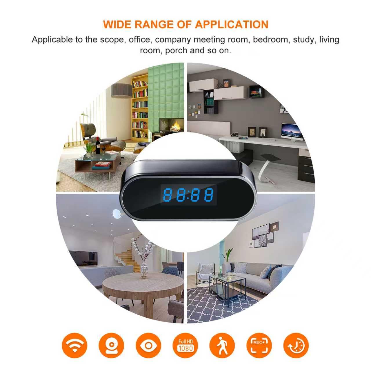 Hidden Camera 1080P Home Security Camera, Alarm Clock Camera,WiFi Indoor Surveillance Camera with Night Vision, Motion Detection, 2.4G WiFi Support, for Home Office Baby Pet Monitor — view 2