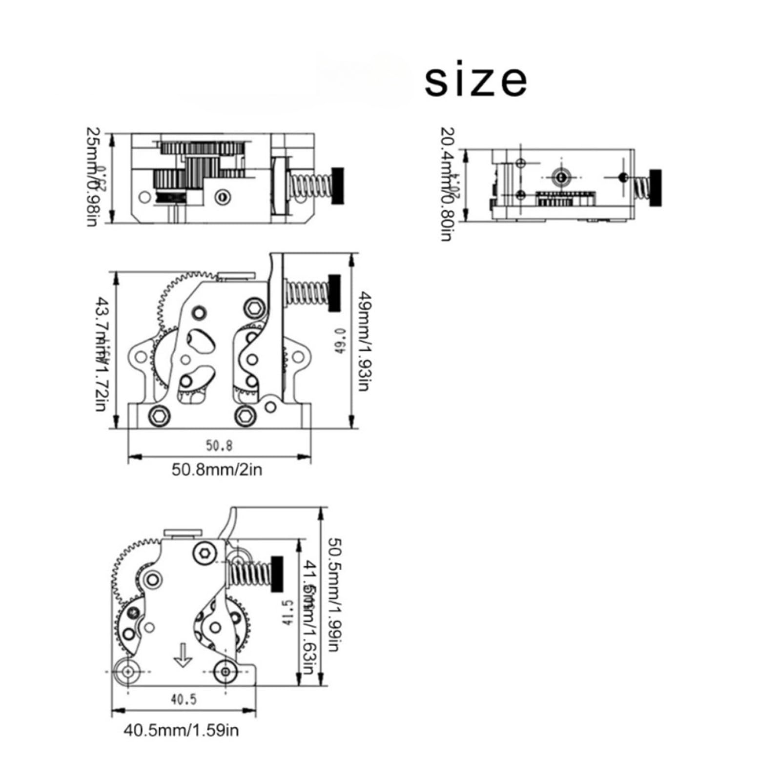 Kit estrusore ad ingranaggi elicoidali LITE 2.0 for stampante 3D
