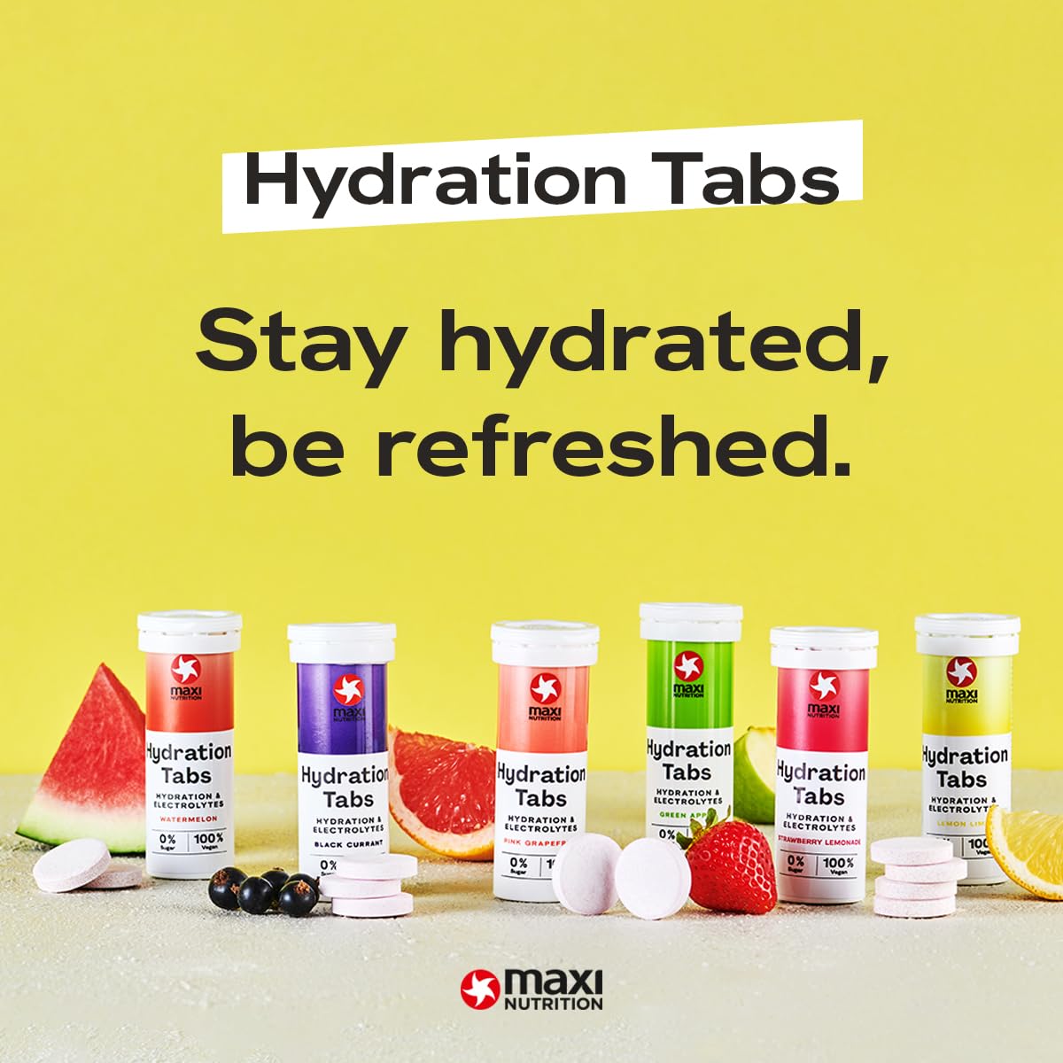 Maxi Nutrition - Tabletas de hidratación, limón limón, cero azúcar, tabletas de electrolitos efervescentes para mejorar la hidratación y recuperación (Sabor Lima Limón)