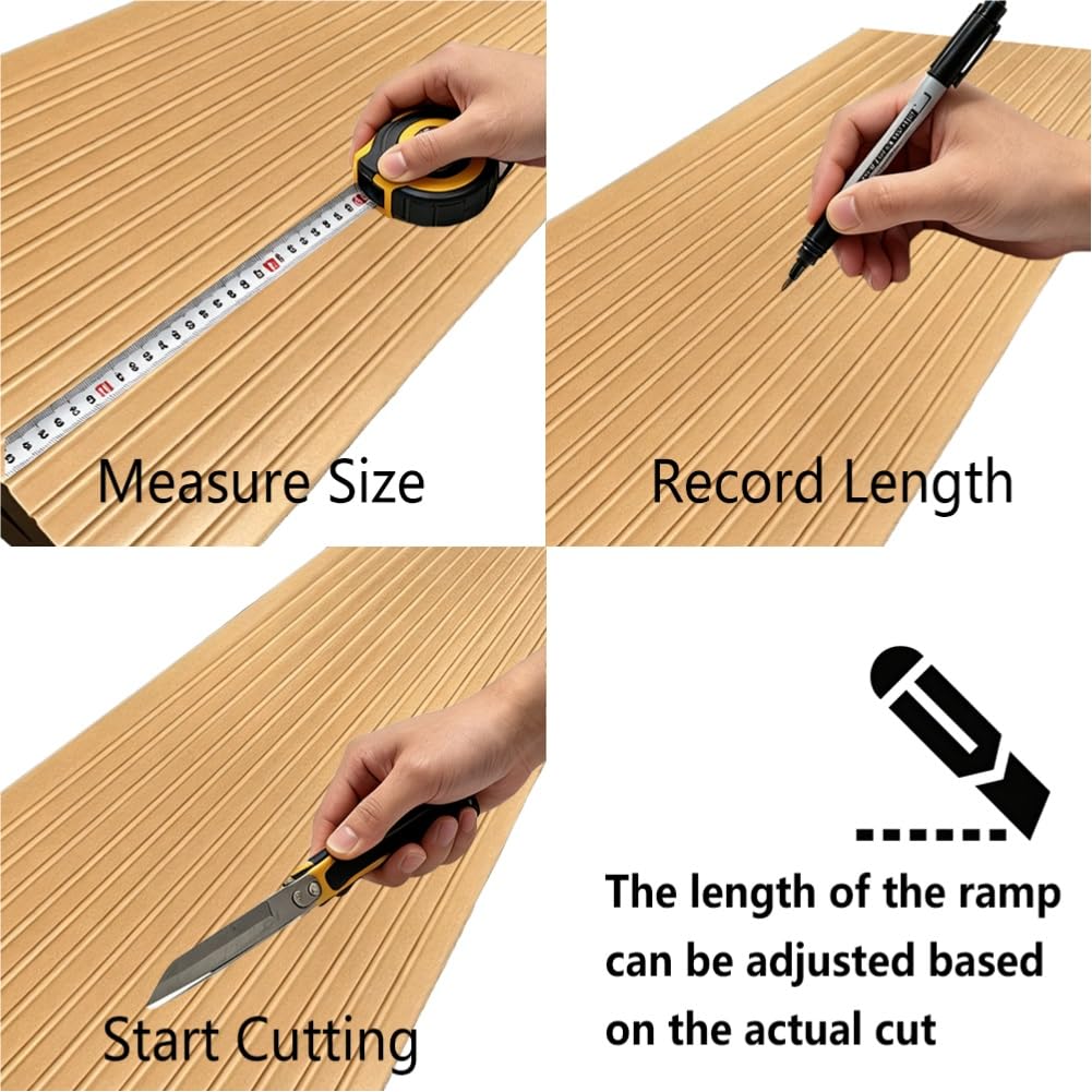 Rampa para Silla de Ruedas de 2,5 cm Alto para Hogar Rampa Antideslizante | Rampas de PVC Autoadhesiva, Recortable Scooter Escalon Umbral