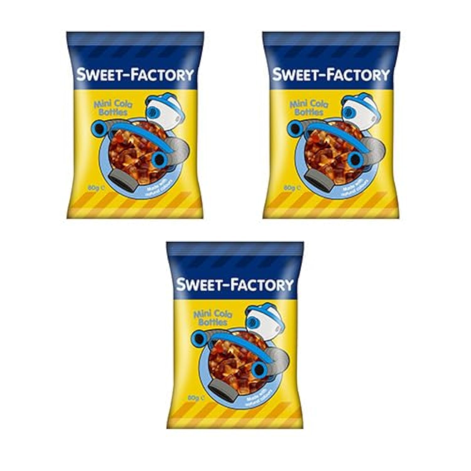 Mini Cola Bottles - Chewy Texture - Smooth & Silky Pieces - Classic Cola Flavor - 80 gms x 3-240 gms Total