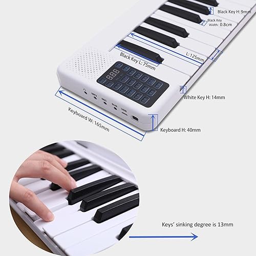 Miniatura 3 de Piano eléctrico plegable de 88 teclas, piano digital portátil semiponderado, recargable con altavoces duales integrados con pedal Bluetooth 5.0 MIDI