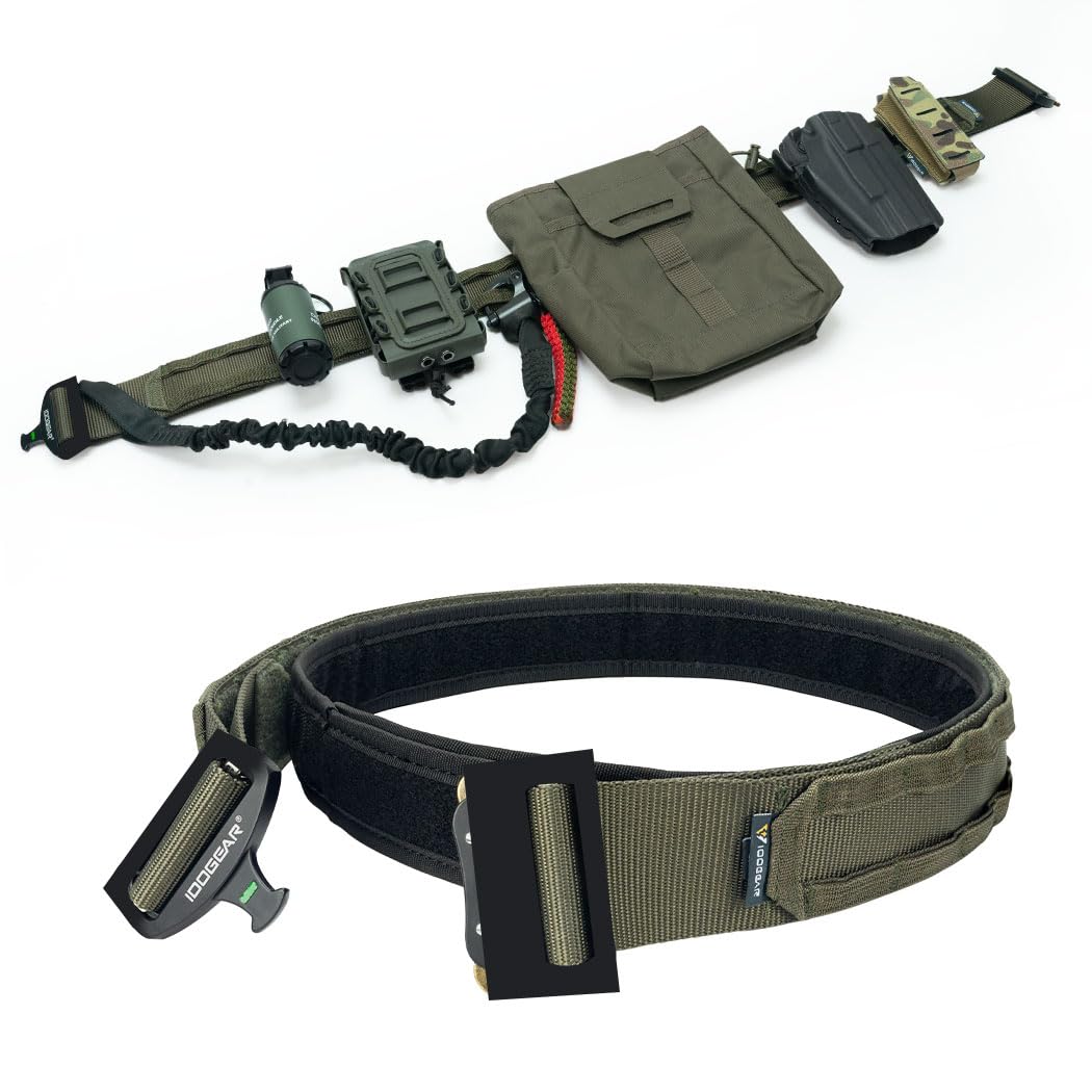 IDOGEAR 2 Zoll Taktischer Gürtel Combat Schnellverschlussschnalle Rigger Gürtel im Militärstil Molle Strapazierfähiges Gurtsystem 2 Zoll Außengurt und 1,75 Innengurtset