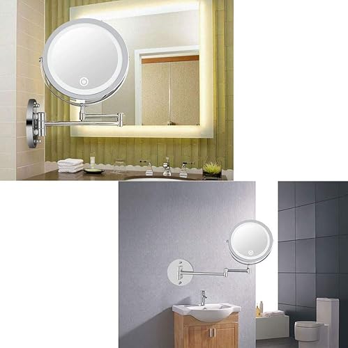 Miniatura 2 de Wall Mount Led Lighted Makeup Mirror 10X Magnifying Cosmetic Mirror 360 Swivel Extendable Two Sided Vanity Mirror for Bathroom,Powered by 3 X AAA