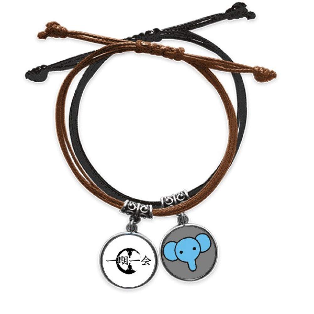 offbb Cherish Meaning Fate Zen Art Deco Gift Fashion Bracelet Rope Hand Chain Leather Elephant Wristband