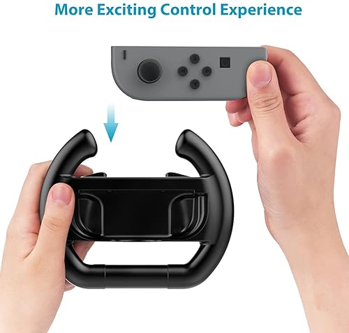 Miniatura 5 de EIMGO 2 x Steering Wheels for Nintendo Switch & OLED Joy-Con Racing Game Controller Attachments Handle Grips Set (Flat-bottom, Black+White)