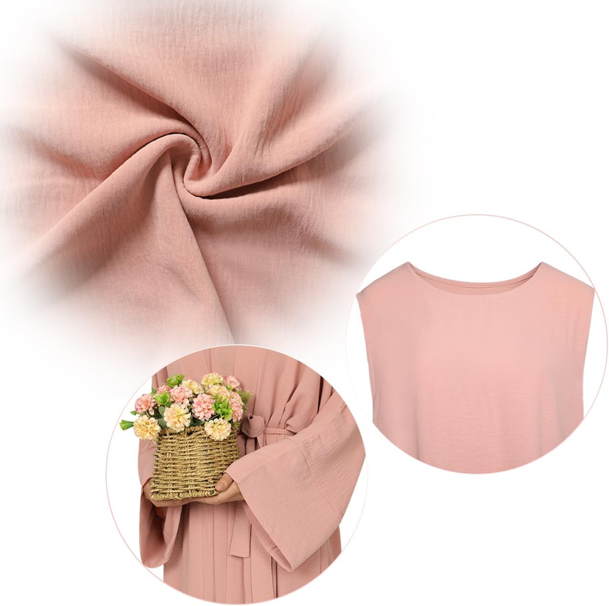 2PCS Women's Muslim Dresses Abaya Islamic Dubai Prayer Dress Robe Long Cardigan Maxi Dress - Image 6