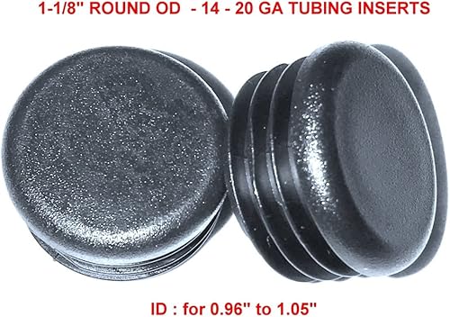 Miniatura 2 de Tapón redondo de plástico negro de 1 1/8 pulgadas (14-20 Ga - 0.96"-1.05" de diámetro interior), tapas de extremo de 1 1/8 pulgadas - Inserto de