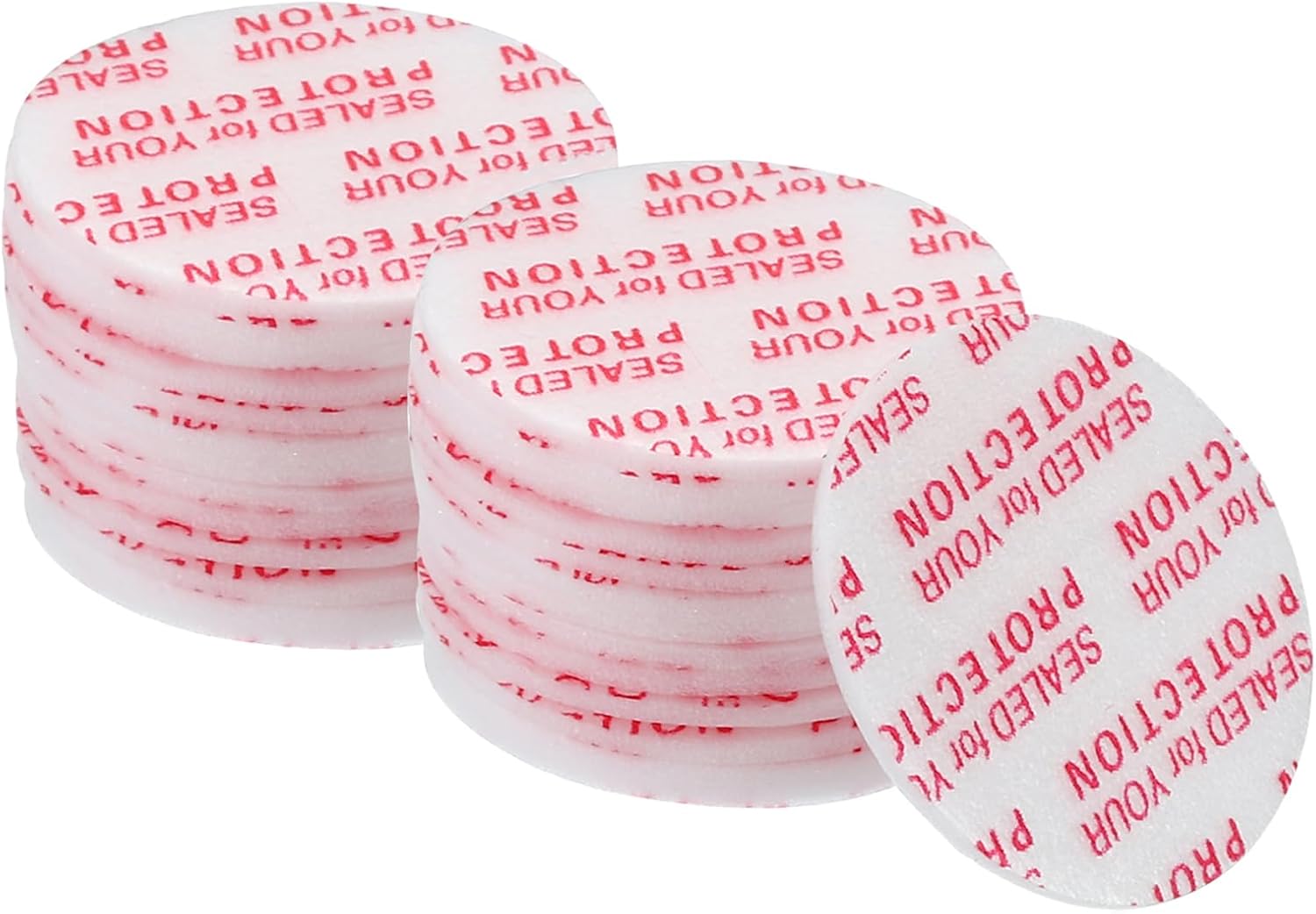 YOKIVE 100 Pcs Foam Lid Liner, Pressure Sensitive Seal Pressure Activated Cap Liners | Sealing Supplies, Great for Bottle Jar (White Red, 1.29-Inch)