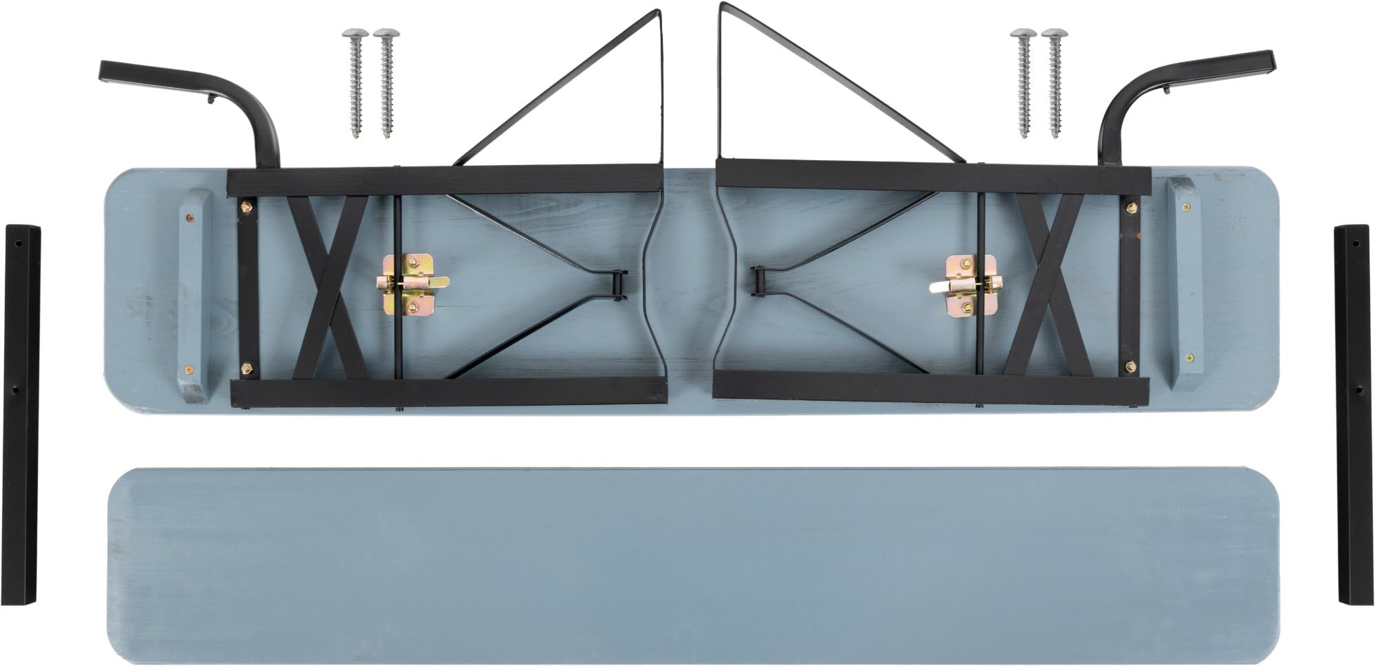 Stagecaptain BBB-119 GY ławeczka do namiotu piwnego z oparciem 119 cm, zestaw 4 x – 2 wytrzymałe, krótkie ławki piwne z nakładanym oparciem – lakierowana powierzchnia – lakierowana powierzchnia – rama