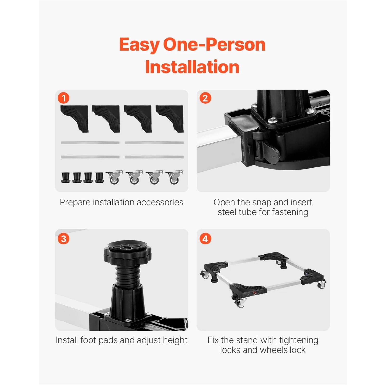 Base Con Ruote Per Elettrodomestici Carrello for trasloco mobili Base regolabile da 1100 libbre | 8 ruote gemellate bloccabili da 27,5-35,4 pollici for lavatrice e frigorifero