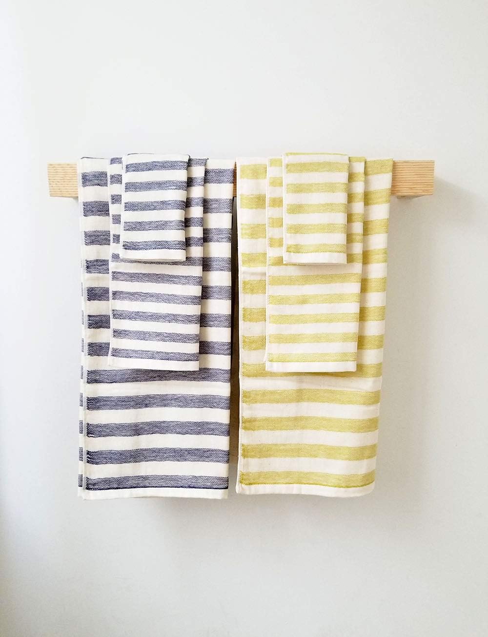 IPPINKA Japanese Towel - Ultra Soft and Quick-Drying - Stripes - Navy Blue - Set of 3 Towels