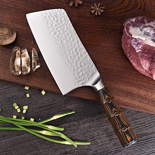 Coltello da cuoco Coltello da cucina Coltello da cuoco Cleaver 17.5CM Hammer Forgiato a mano Tagliere Coltello in acciaio inox Cucina Coltello for uso domestico Manico in bambù Coltello da cuoco giapp