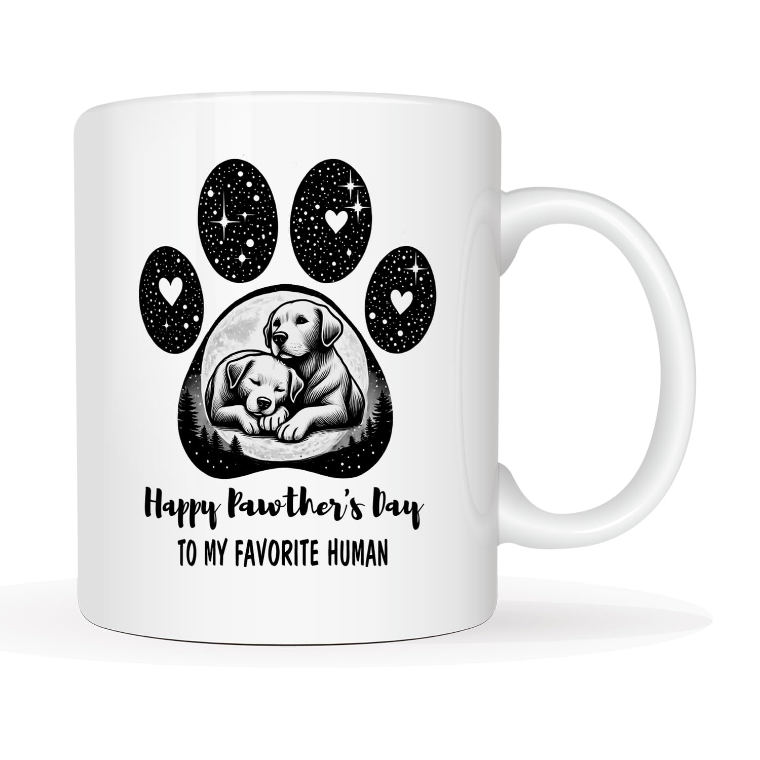 MAUAG Funny Fathers Day Coffee Mug 11 Oz - Happy Pawthers Day To My Favorite Human Design Gift