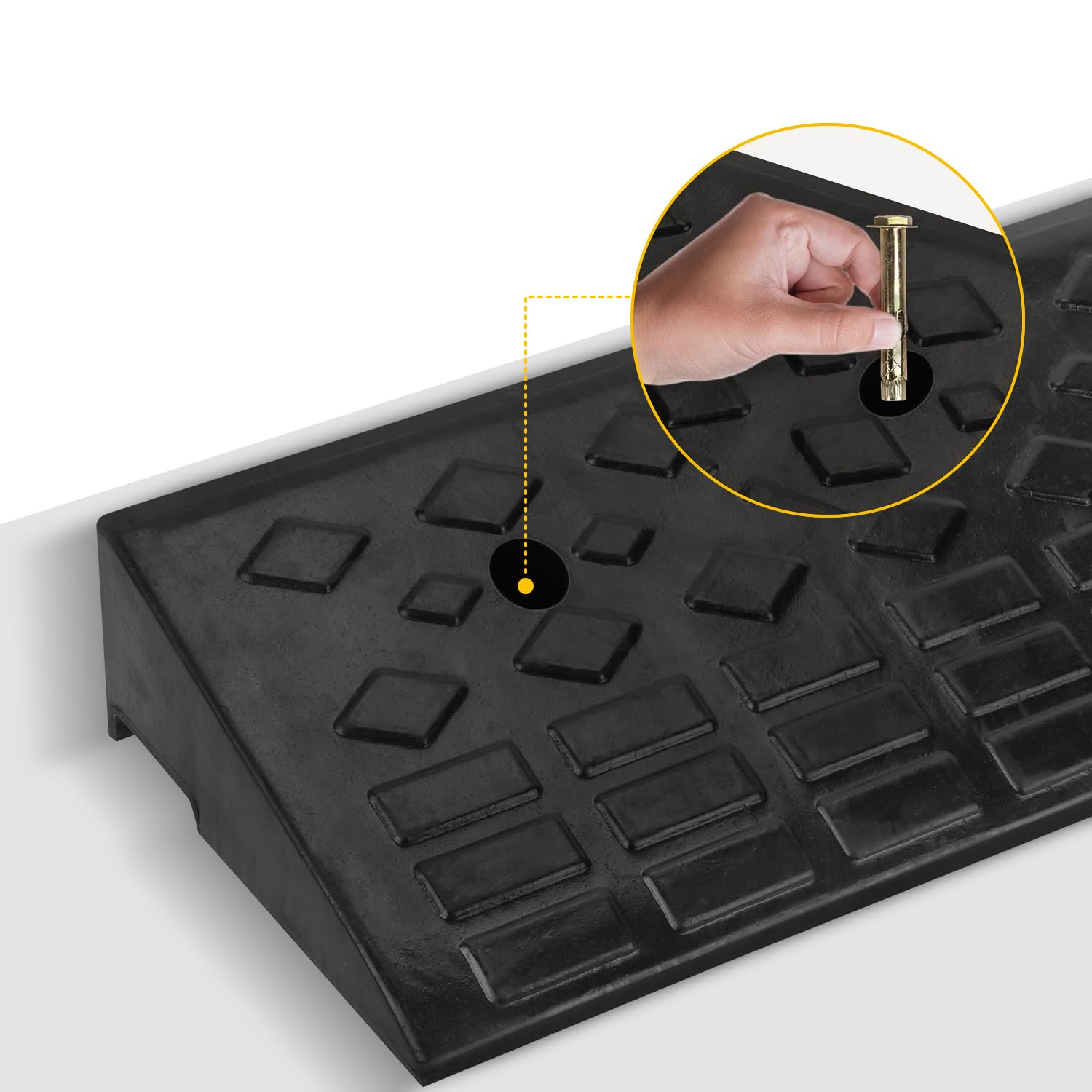 MYOYAY Bordsteinrampe Gummi Auffahrrampe 10cm Bordsteinkanten-Rampe Autorampe Türschwellenrampe mit Befestigungs-Set, Türschwellenrampe Rampe für Auto Rollstuhl Motorrad Bürgersteig 100 x 25 x 10 cm