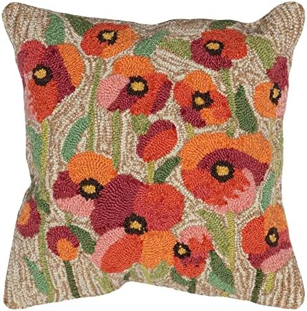 Liora Manne Frontporch Indoor/Outdoor Pillow, 18" Square, Poppies Neutral